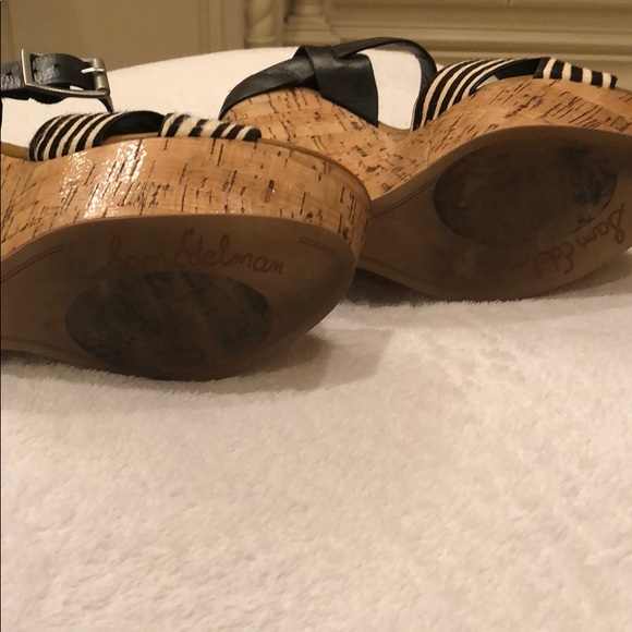 Sam Edelman black and white striped wedges - Picture 5 of 6